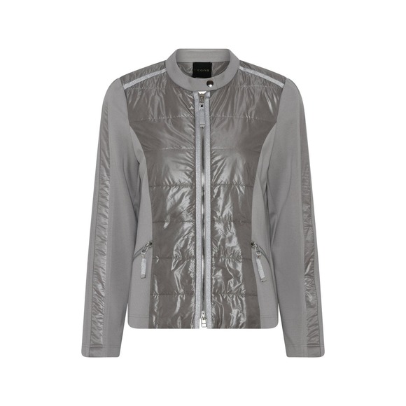 Women's Metallic Gray Zip-Up Quilted Jacket Size 8 I'CONA Lightweight NWT - Picture 2 of 4